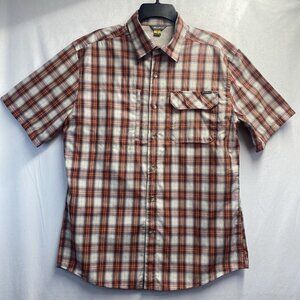 Eddie Bauer Plaid Collared Button-Up Short Sleeve Shirt Men Medium Multicolor